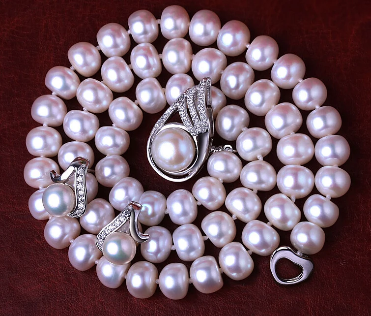 Жемчужный набор жемчужных украшений крепкий свет почти безупречный три штуки но