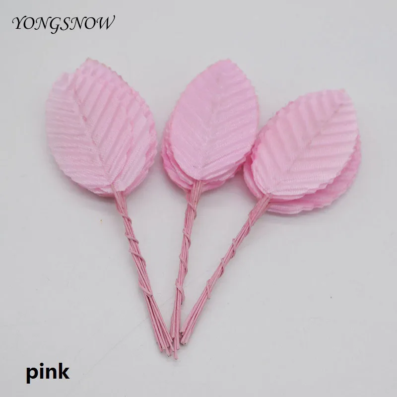 pink 40 шт. 5 см шелковые листья искусственные форма зеленого листа свадебные украшения DIY ВЕНОК подарок Скрапбукинг Ремесло поддельные цветы - Цвет: pink