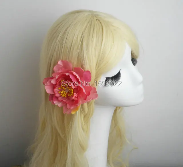 10 шт./лот аксессуары и клипсы для волос с искусственным цветком коралловый