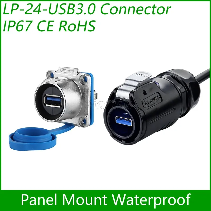 USB3.0 гнездо адаптер для монтажа на панель кабельный разъем Dip быстрый USB разъем водонепроницаемый Cnlinko интерфейс передачи данных 1 блок - Цвет: plug and socket