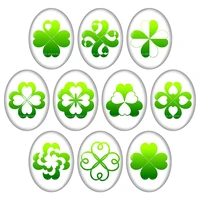 beauty lucky green clover 13x18mm18x25mm30x40mm mixed oval photo glass cabochon demo flat back jewelry findings tb0099