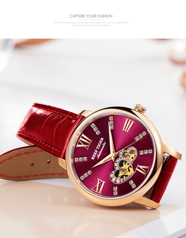 Reef Tiger/RT лучший бренд роскошные женские часы Reloj Mujer женские модные автоматические механические часы Relogio Feminino+ коробка RGA1580