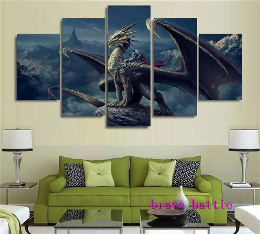 

Dragons Canvas Painting Living Room Home Decor Modern Mural Art Oil Painting#02