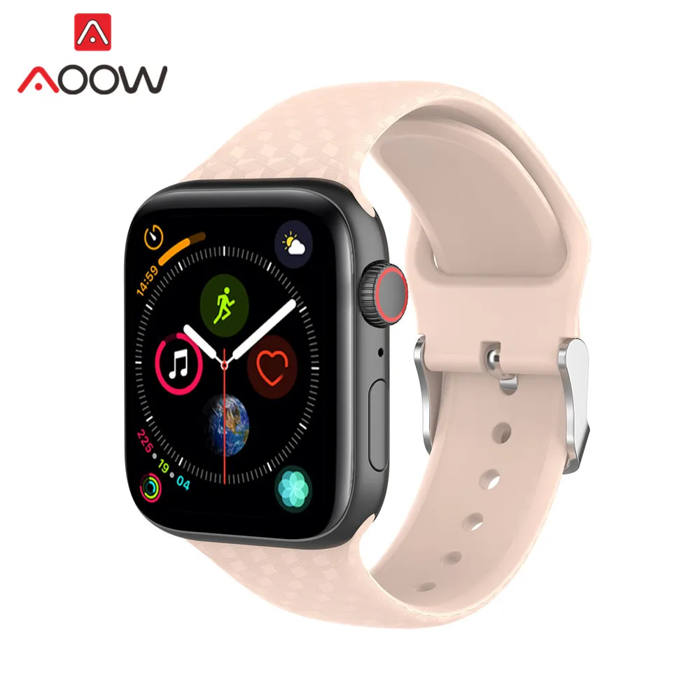 Ремешок из мягкого силикона для Apple Watch 40 мм 44 38 42 резиновый спортивный мужской и