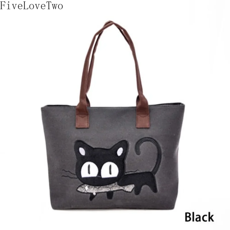 Fivelovetwo с мультяшным котом Для женщин милые Повседневное женская холщовая Сумочка