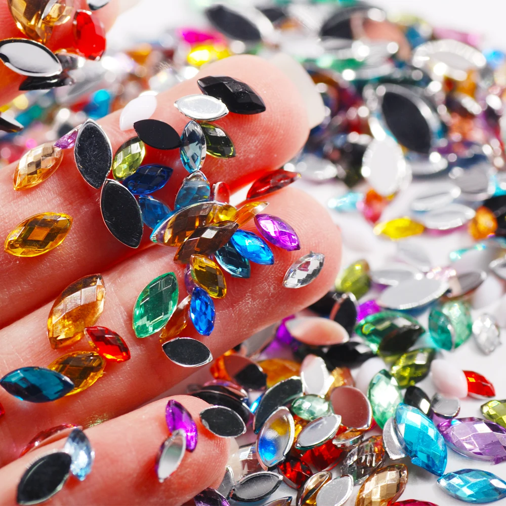 Стразы для ногтей в форме конского глаза 1000 штук|Стразы и украшения| |