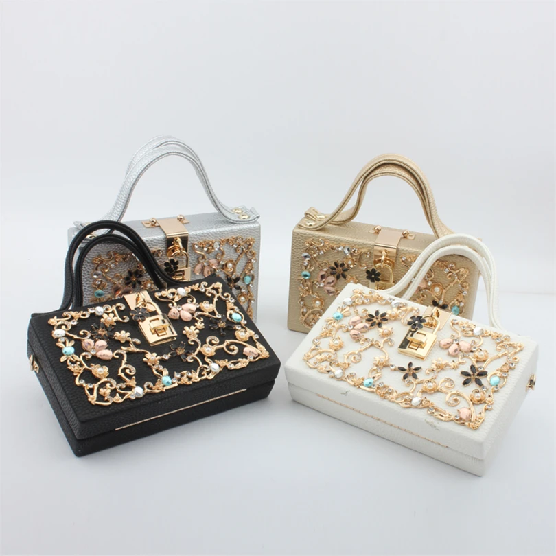 Сумка на плечо Женская Золотая Бриллиантовая рельефная акриловая сумка для урны