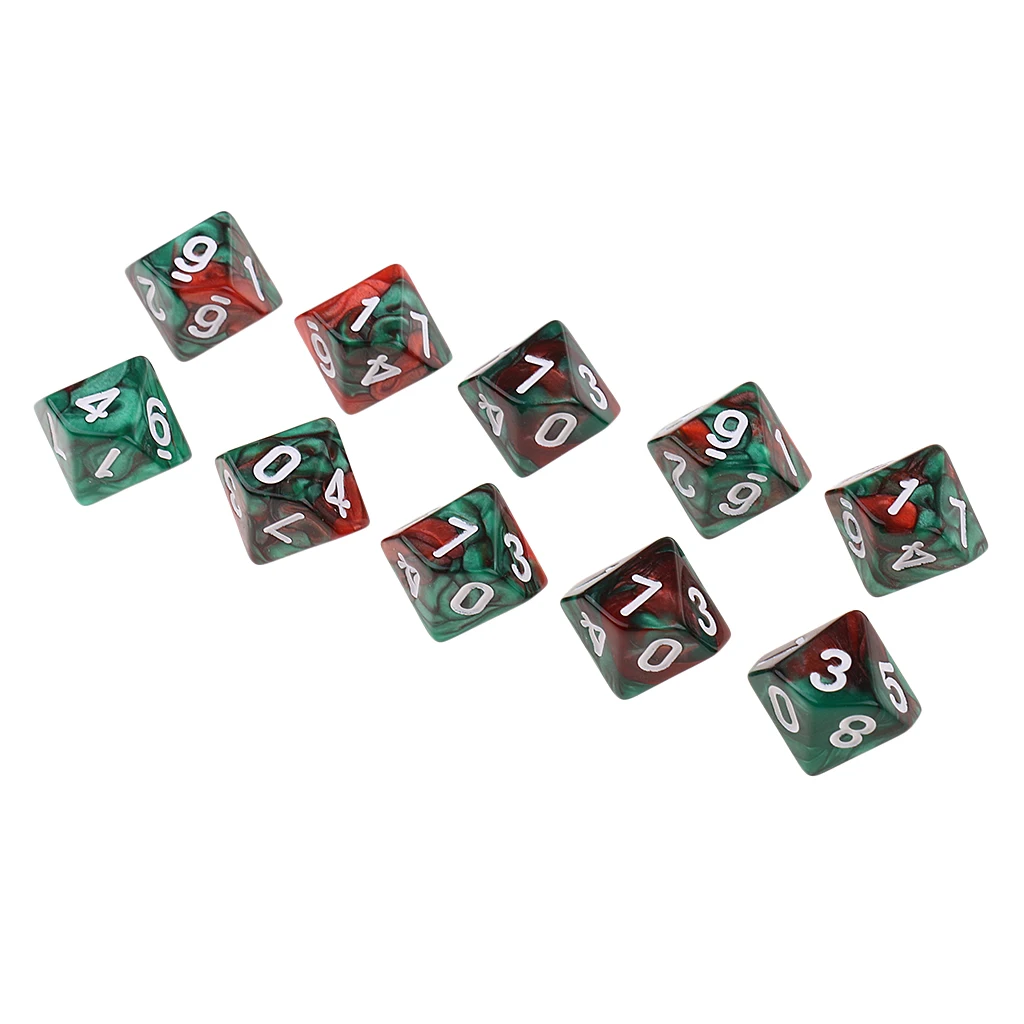 10pcs 10 Sided D10 Polyhedral Dice Double Color for DND RPG MTG Dungeons and Dragons Table Board Games | Спорт и развлечения