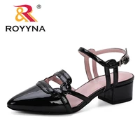 royyna 2019 new popular ankle strap heels women sandals summer shoes feminimo pointed toe high heels party dress sandals trendy