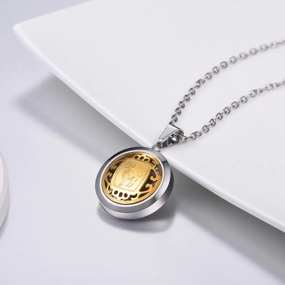 PROSTEEL Aries Zodiac Sign Necklaces &amp Pendants Round Gold Color Constellations DIY Jewelry Men/Women Birthday Gift PSP3280GJ | Украшения