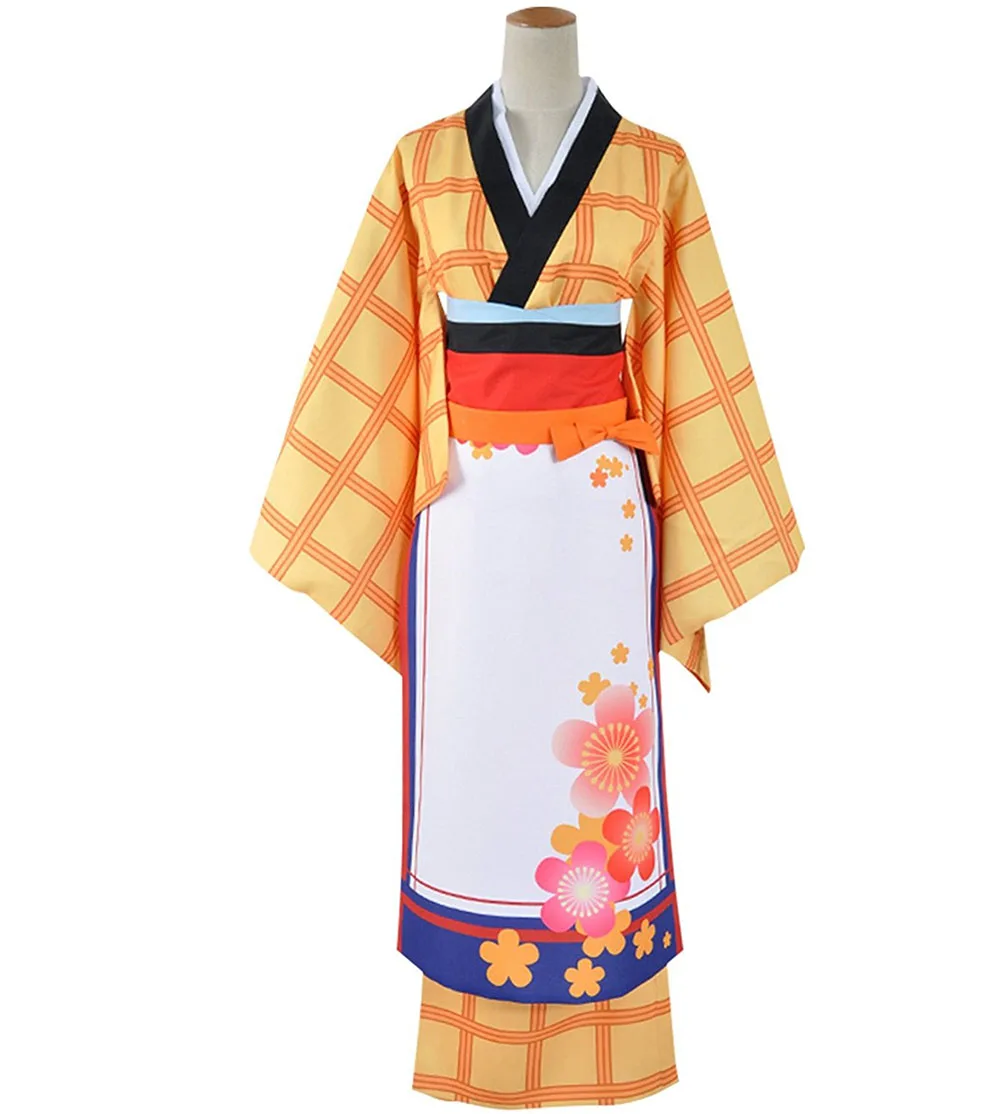 Люблю жить! Hoshizora Rin кимоно Lucky Gods Ver Пробуждение Yutaka косплей костюм оранжевый