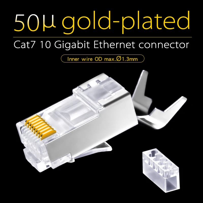 CNCOB 30 шт. Cat 7 RJ45 сетевой Кабельный разъем Cat6a Кристальный штекер экран