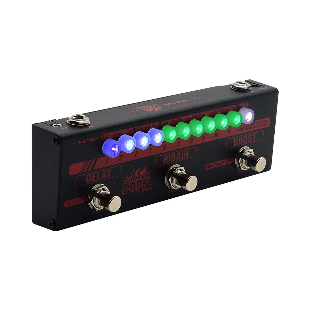 Valeton Dapper Dark Mini Effects Strip Pedal с тюнером усилителем высоким коэффициентом усиления и