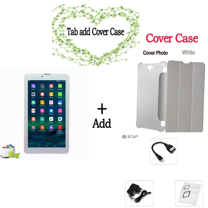 Add Cover case Новинка, 7 дюймов, дизайн, Android 6,0, две sim-карты, 3G, четырехъядерный процессор, планшеты, ПК, Bluetooth, WiFi, 16 ГБ, мини-планшет, SIM карта, 8 10 - Комплект: Add Cover case