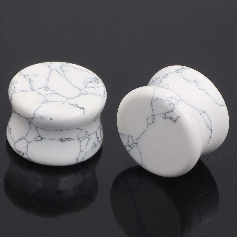 Белый камень Howlite расширитель ушей телесные туннели органический заглушки для