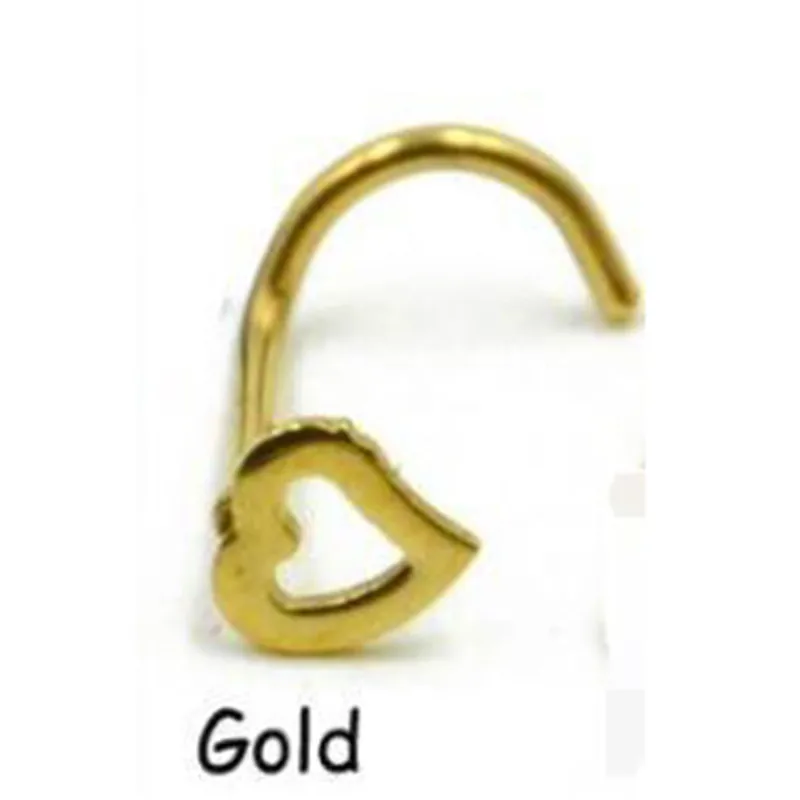 gold 1 шт сердце кольцо для носа из нержавеющей стали& шпильки модные девушки тела ювелирные изделия из нержавеющей стали пирсинг носа панк вечерние ювелирные изделия - Окраска металла: gold