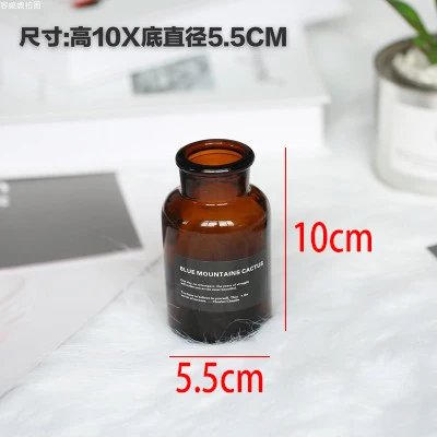 10x5.5cm Скандинавский стиль ретро прозрачная коричневая стеклянная бутылка спальня ваза Настольная Фотография аксессуары Студия фото фон Ornamen - Цвет: 10x5.5cm