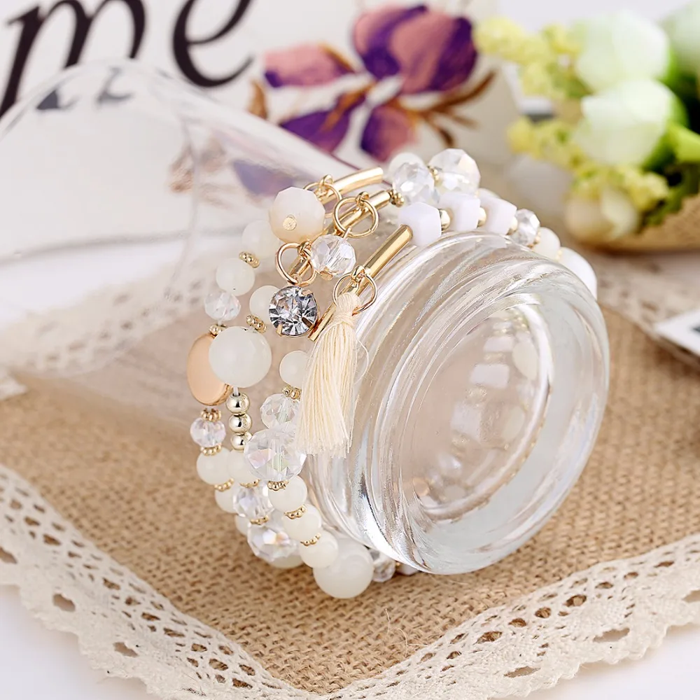 Модный синий бисерный модный браслет из цепочки летние ювелирные изделия