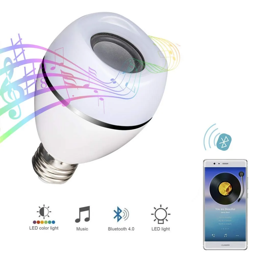 Умная музыкальная лампа E27 8 Вт Беспроводной Bluetooth RGB белый светодиодный светильник с регулируемой яркостью, работы в режиме воспроизведения музыки RGBW Светодиодная лампа с 24 клавишами дистанционного Управление