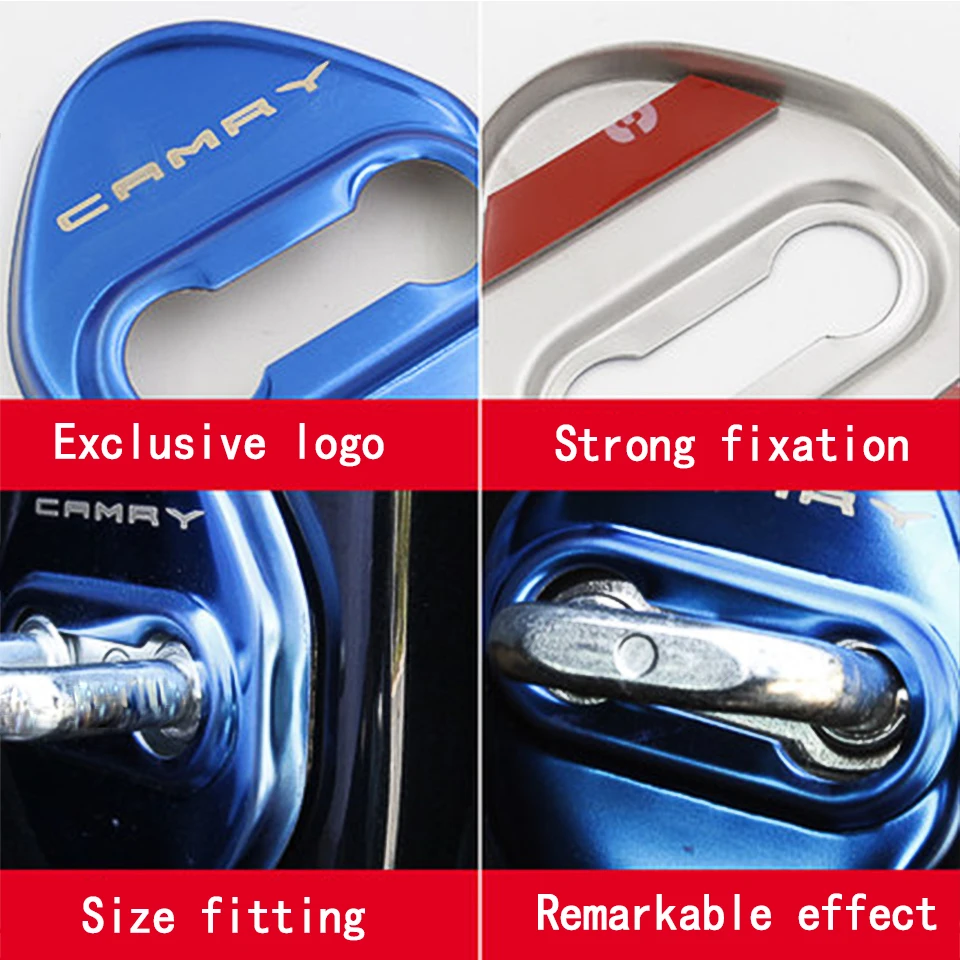 BACKAR 4pcs Car Styling Stainless Steel Interior Stickers For Toyota Camry XV70 Door Lock Cover Lockstitch Accessories
