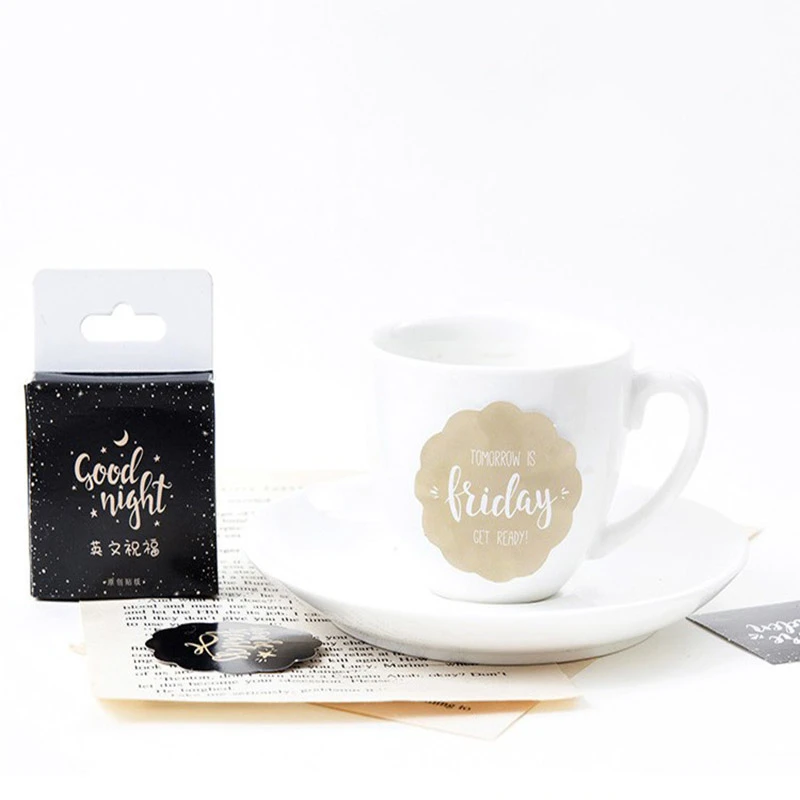 45pcs/pack Gold Black English Greetings Label Stickers DIY Letters Baking Packing Stcikers Gifts Paper Sticker Stationery|Канцелярские