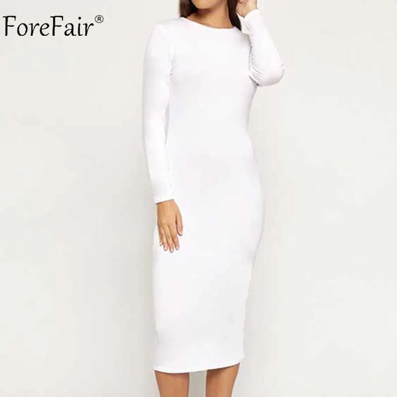 Женское длинное платье с длинным рукавом Forefair белое армейское зеленое черное для
