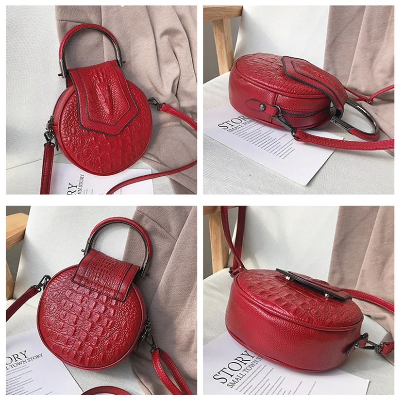 luxury circle crocodile pattern female handbags brand leather round ladies hand bags fashion small women bag over shoulder bolsa free global shipping