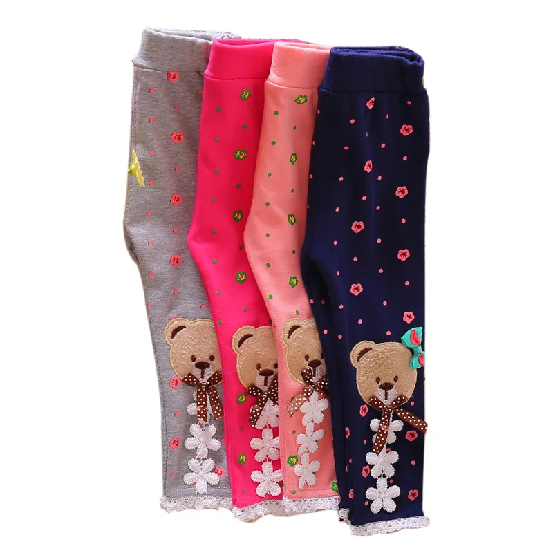 Весенне-осенние леггинсы из тонкого материала для маленьких девочек кружевные