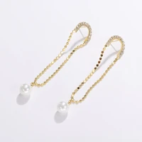 long zircon circle tassel pendant earrings for women retro new pearl drop earring party fashion jewelry pendientes mujer