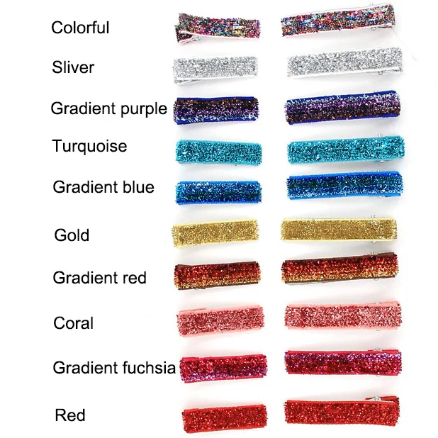 Glitter hair clip baby Barrettes single prong lined clips Kids Hair bow Boutique accessories supplier Wholesale hairgrips |