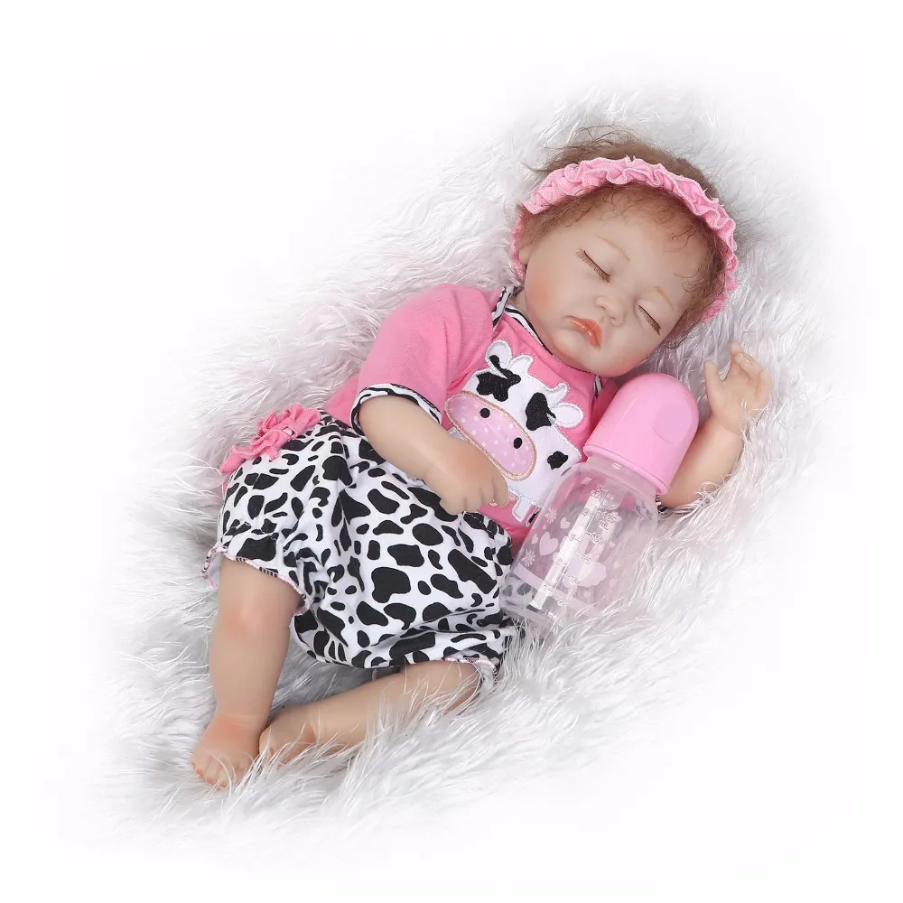 NPK55cm cotton body lifelike Newborn sleeping Girls Brinquedos Birthday Gift Vinyl Princess Dolls silicone reborn baby dolls | Игрушки и