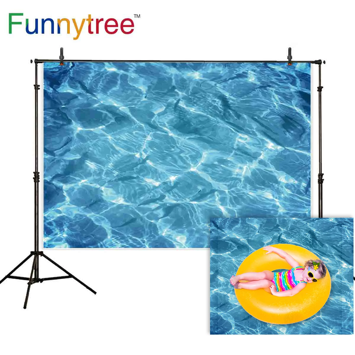 

Фон Funnytree для студийной фотосъемки с изображением водной волны и морского бассейна летний детский фон