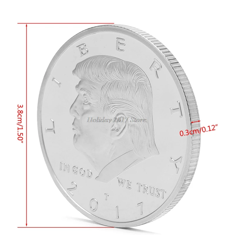 Памятная монета с золотым покрытием 45 й президент США Дональд Трамп новинка 2017