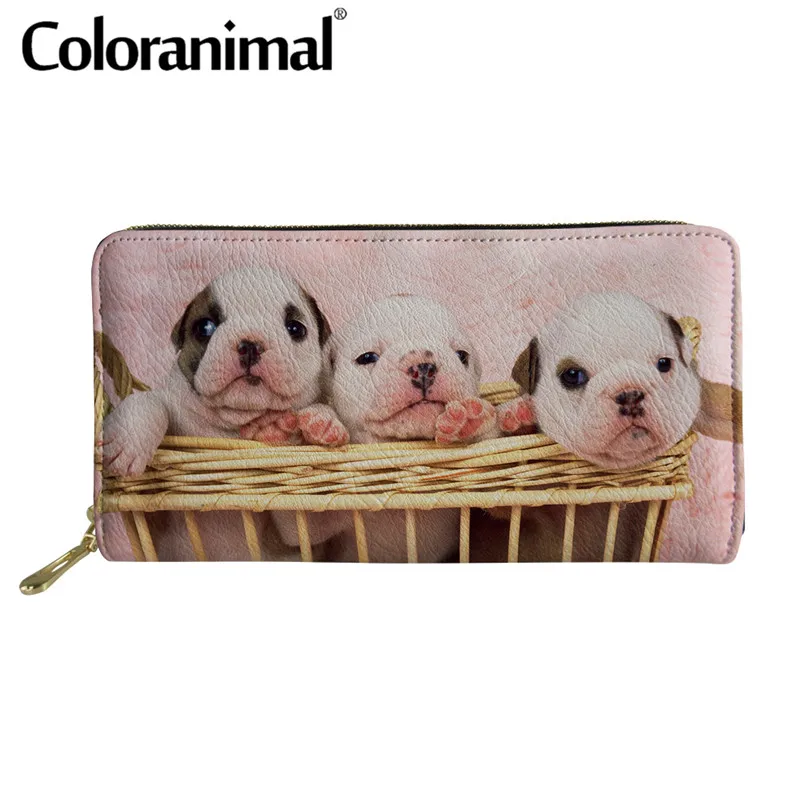 Coloranimal милый 3D Щенок Чихуахуа принт для женщин мужчин длинный кошелек сумка
