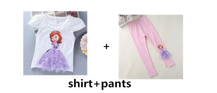 shirt and pants-6 Jargazol/детская одежда г. летний комплект одежды для маленьких девочек, кружевная юбка с рисунком принцессы Софии и Эльзы из сетчатой ткани комплекты для маленьких девочек - Цвет: shirt and pants-6