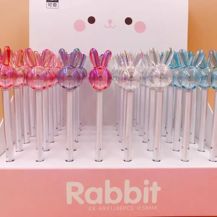 

4 Pcs Kawaii 0.5mm Gel Pens Crystal Rabbit Black Colored Gel-ink Pens for Writing Cute Stationery Office School Supplies