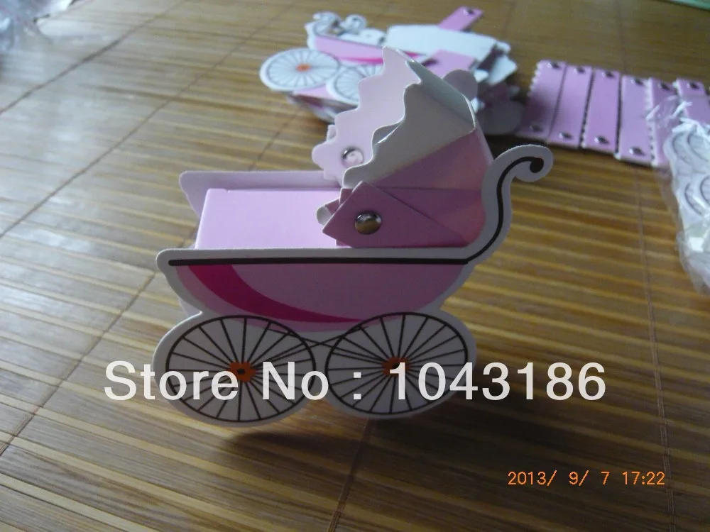 Free shipping wedding favor --Baby shower--baby stroller box in pink and blue color 100PCS/LOT | Дом и сад