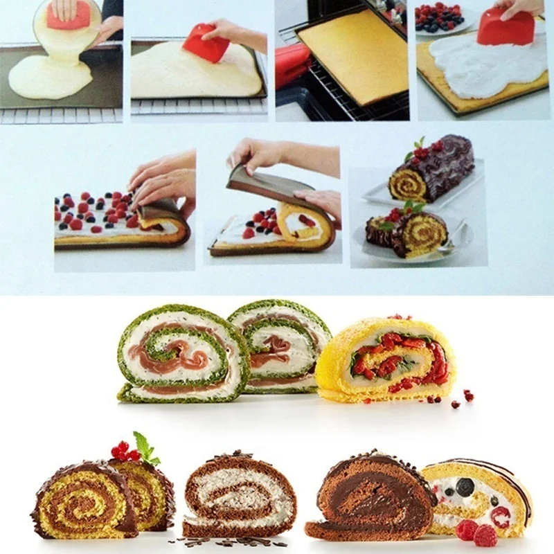 

Soft Cake Roll Mat Silicone Pan Pastry Bakeware Kitchen Cookie Bake Mold Sheet Pad Baking Mat JCFMJ67
