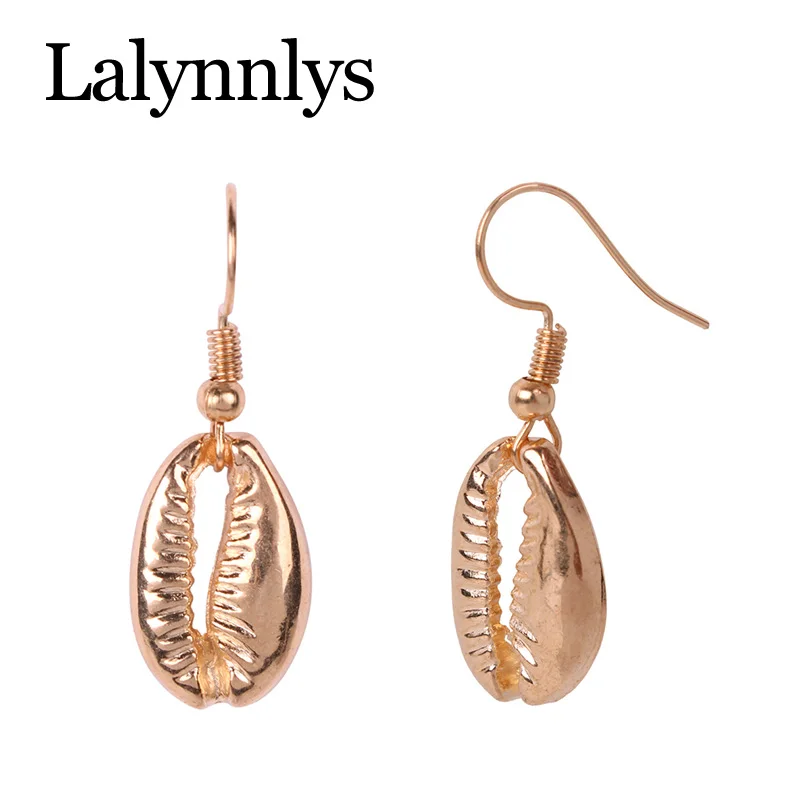 Lalynnlys ретро серьги капли из ракушки для женщин девушек золотого цвета