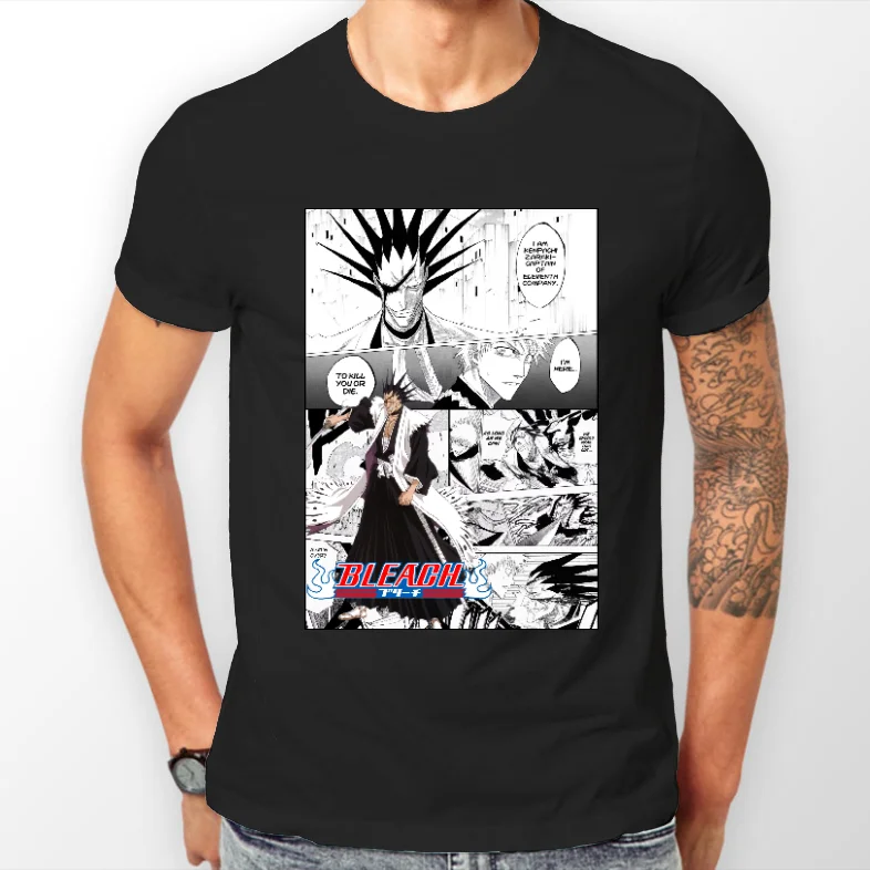 Zaraki Kenpachi Manga полосы отбеливать аниме унисекс футболка все размеры свободные