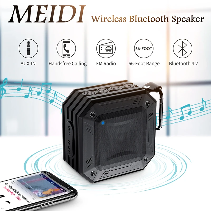 Водонепроницаемая Bluetooth Колонка MEIDI AUX портативная уличная колонка с FM радио 20