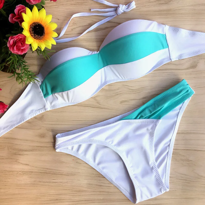 Купальная одежда 2018 сексуальный купальный костюм бандо пуш-ап бикини набор