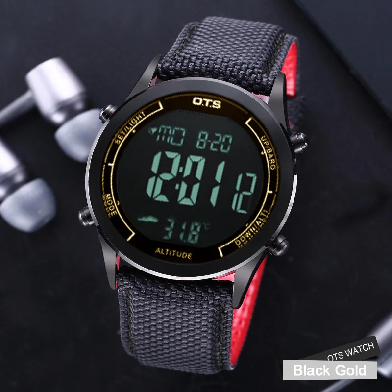 Black Gold OTS мужские спортивные часы 30 м водонепроницаемые цифровые светодиодные армейские часы мужские модные повседневные электронные наручные часы - Цвет: Black Gold