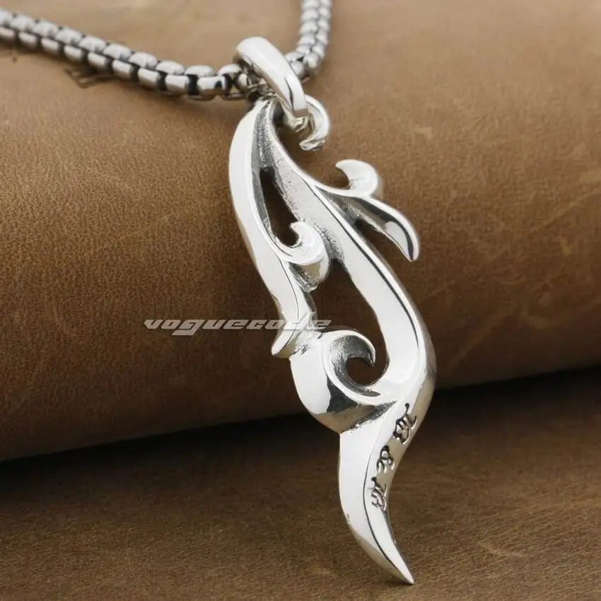 LINSION Tribal Curl лезвие для татуажа Surf 925 пробы Серебряная Мужская Байкерская подвеска