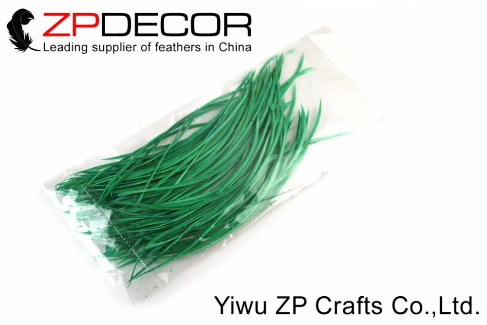 

ZPDECOR 200pcs/lot 20-25cm(8-10inch) Hand Select Premium Kelly Green Dyed Goose Biots Wholesale Feather Trim Plume
