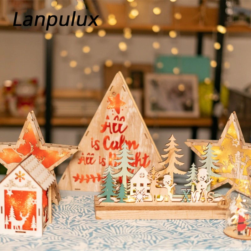 Lanpulux 3D деревянная Ремесленная лампа для дома треугольная Рождественская елка