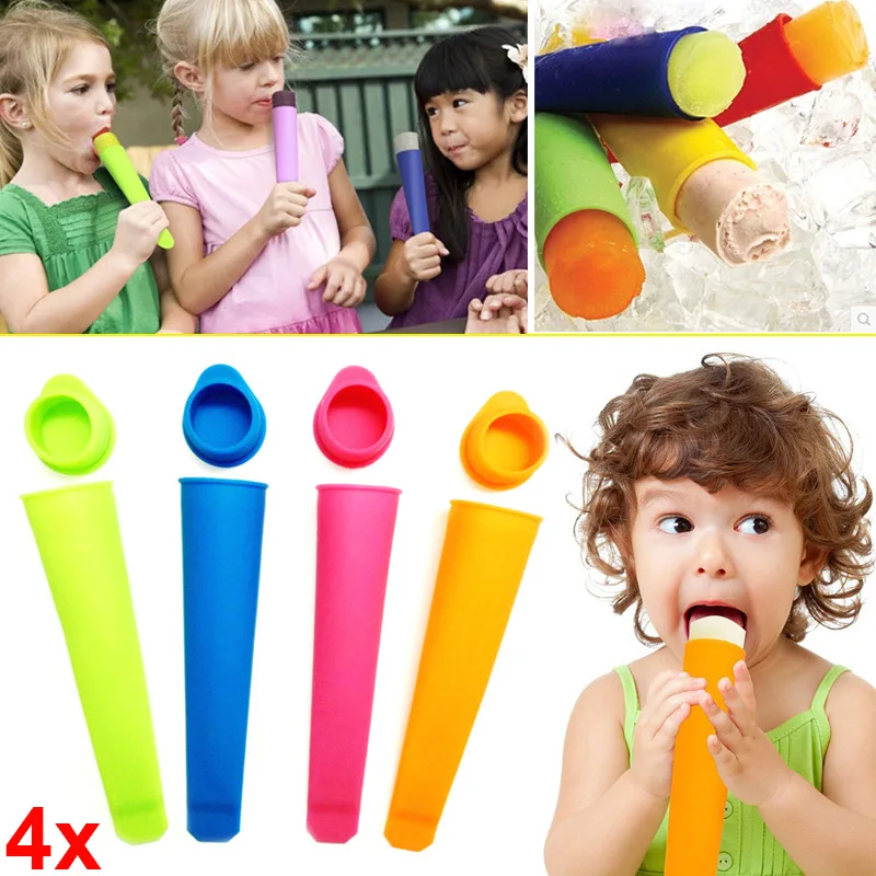 

4pcs Silicone Colorful Ice Mold Popsicles Mould with Lid Push Up Ice Cream Jelly for Popsicle DIY Ice Cream Makers P7Ding