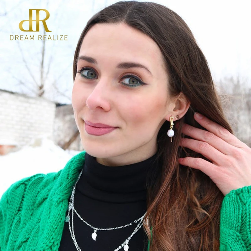 DR Brand Genuine Luxury 925 Sterling Silver Natural Pearl Dangle& Drops Pearls Earrings Perfect Fine Jewelry for Women Gift | Украшения