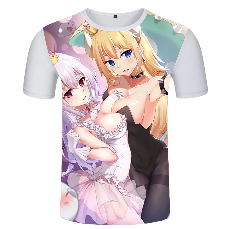 Аниме футболка Boosette Bowsette с бантом принтом милые для косплея коротким рукавом