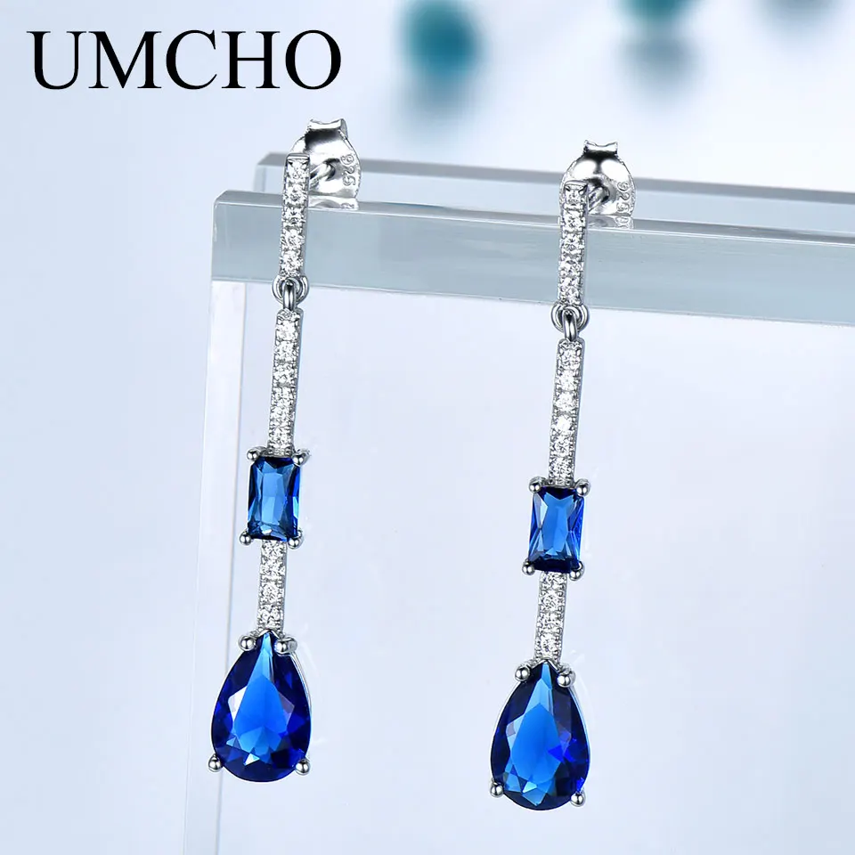 UMCHO Pure 925 Висячие серьги из серебра пробы для женщин драгоценный камень свадьбы